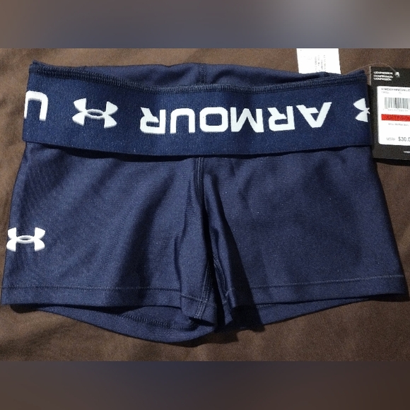 NWT🔥Under Armour Navy Compression Mid Rise Shorty Sz XS - Picture 7 of 10